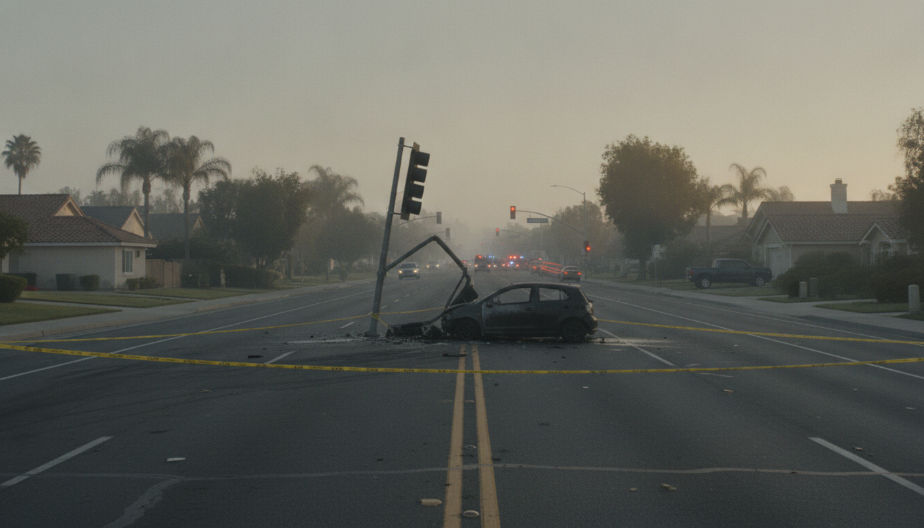 Woman Killed in Solo Crash Into Light Pole Near Hemet on State Route 74