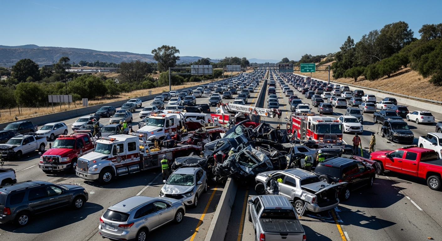 One Injured in Multi-Vehicle Crash on Highway 101 near Oakland Road in San Jose