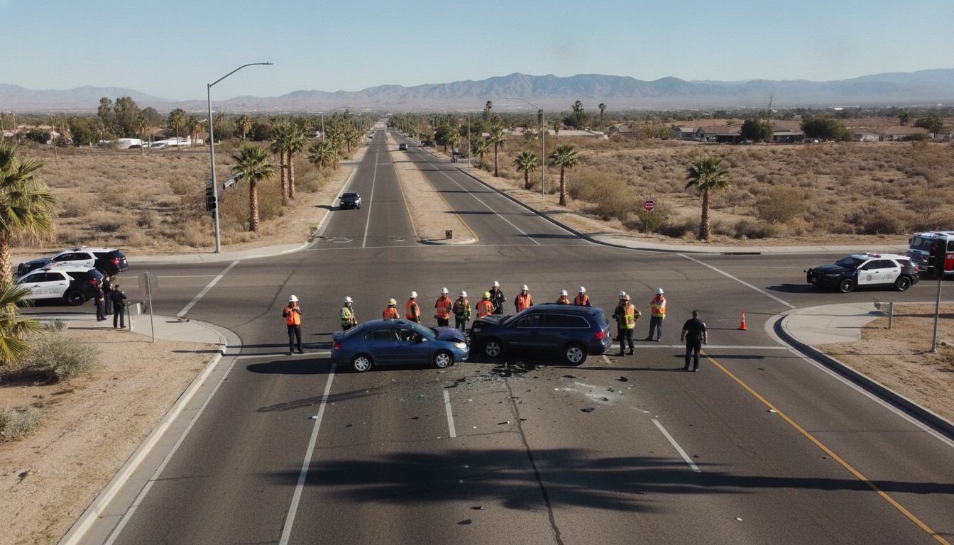 One Killed, Six Injured in Two-Vehicle Crash at Nisqualli Road and Eleventh Avenue in Victorville