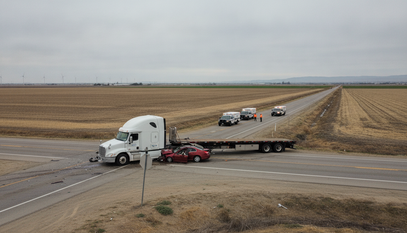 Two Injured, One Seriously, After Semi-Truck Crash on McCombs Avenue Near Wasco, CHP Says